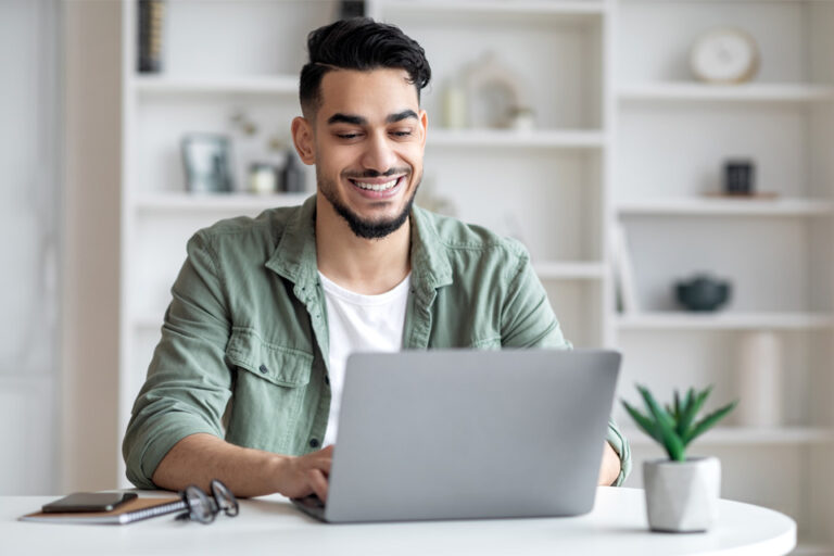 man working on a computer