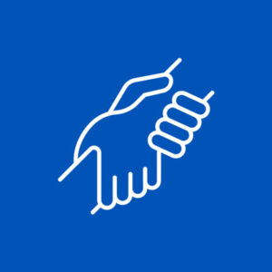 holding hands icon with a blue background