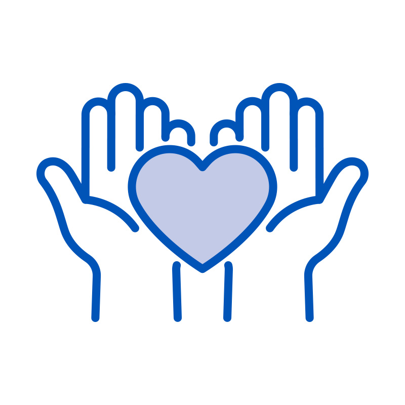open hands holding a heart icon