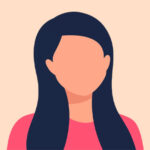woman testimonial avatar with long dark hair